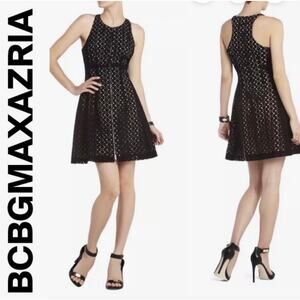BCBGMaxazria‎ Black Guilianna Tulip Dress – Eyelet Lace A-Line Mini size 10